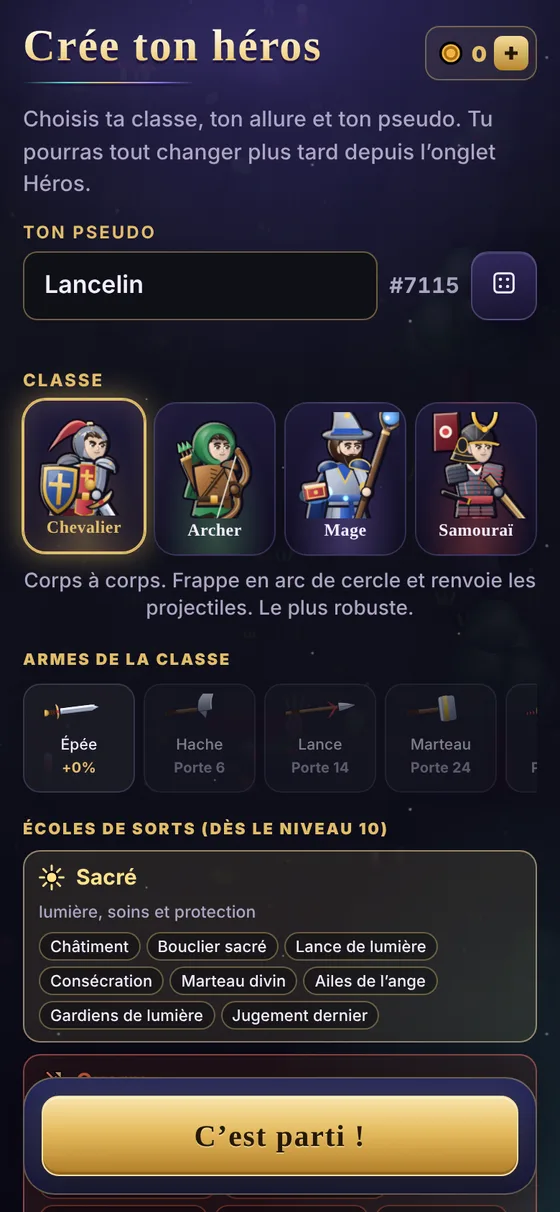 Création du héros